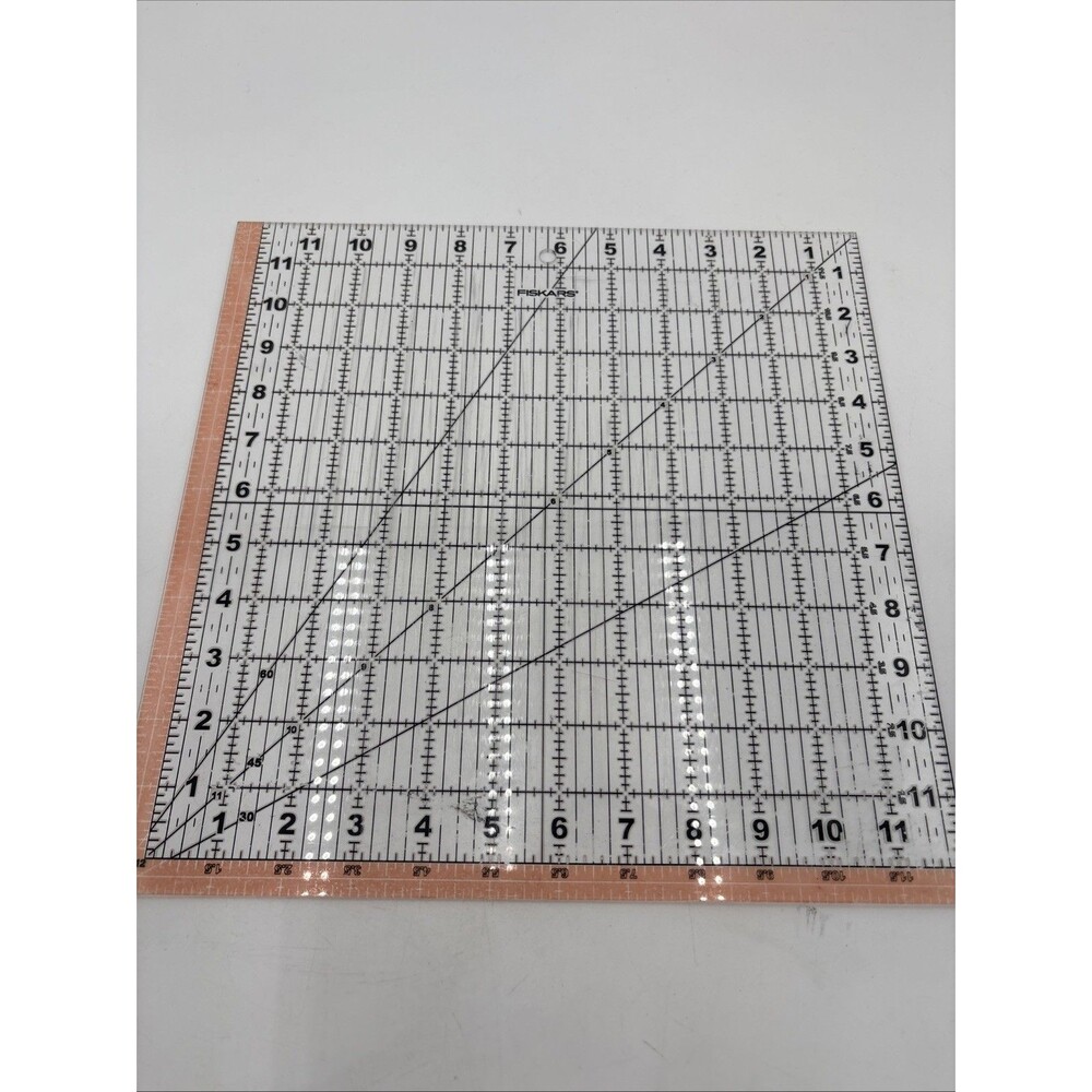 Fiskars 12x12 Acrylic Quilting Ruler Clear Grid 30 45 60 Angle Tool